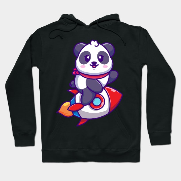 Cute panda riding rocket cartoon Hoodie by Wawadzgnstuff